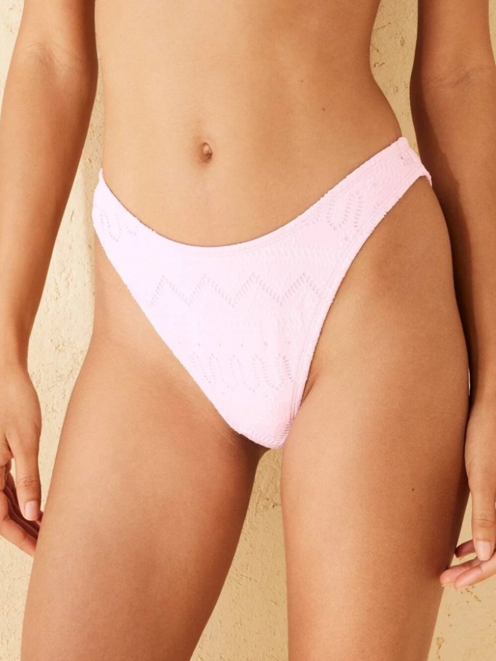 NWT Wild Fable Eyelet Mid-Rise Ultra High Leg Super Cheeky Bikini Bottom Pink S